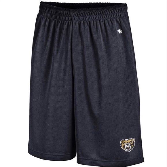 Oakland University Golden Grizzlies Men’s Black Mesh Shorts - Picture 6 of 13